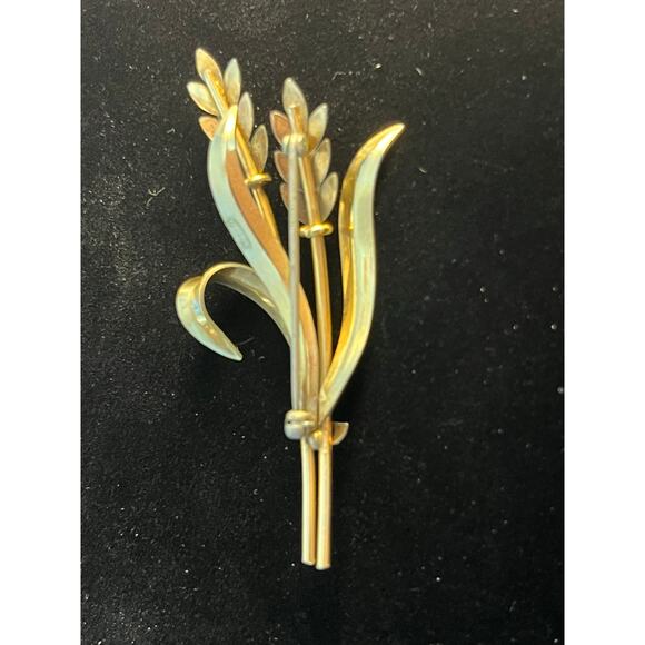 VTG Wheat Sheath Stalk Brooch Gold Tone Farmer Sourdough Baker Homemaker - Picture 2 of 5